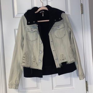 Free People off white distressed Jean Jacket